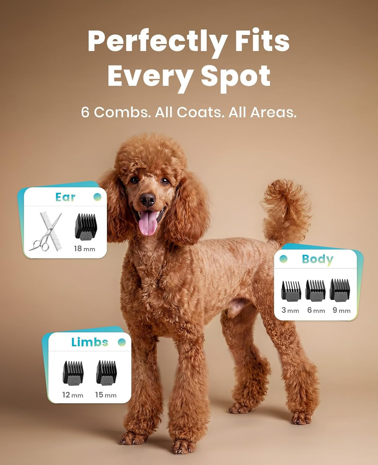 Dog Clipper for Small and Large Dogs Cats Animals | Low Noise Quiet,2-Speed,Cordless Rechargeable Fast Charge,Battery Level Display,Detachable,Waterproof