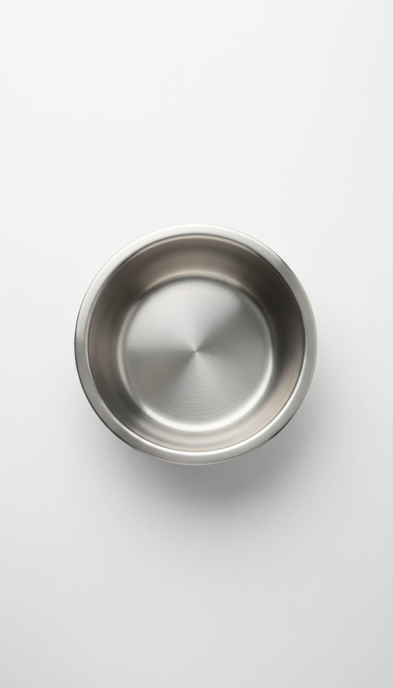 Brushed metal pet bowl