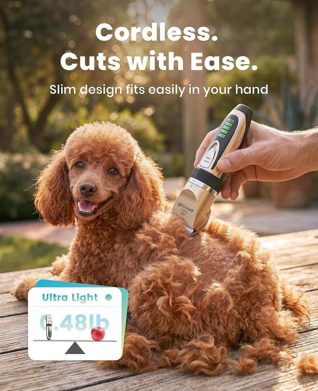 Dog Clipper for Small and Large Dogs Cats Animals | Low Noise Quiet,2-Speed,Cordless Rechargeable Fast Charge,Battery Level Display,Detachable,Waterproof