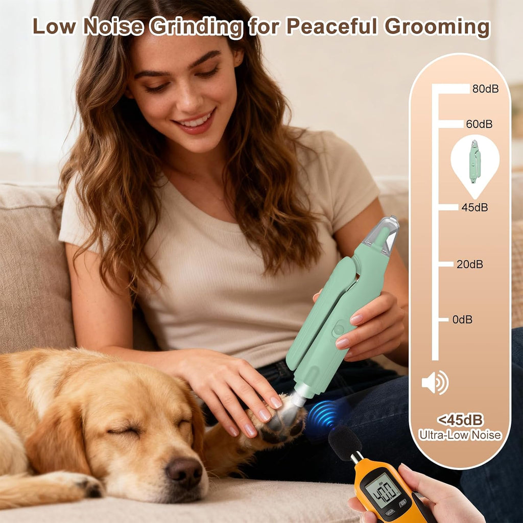 2-In-1 Dog Nail Clippers and Cat Nail Clippers with Light, Quick Sensor and Safety Guard, USB Rechargeable Pet Nail Trimmer with 2 LED Lights for Large Medium Small Dogs and Cats (Light Green)